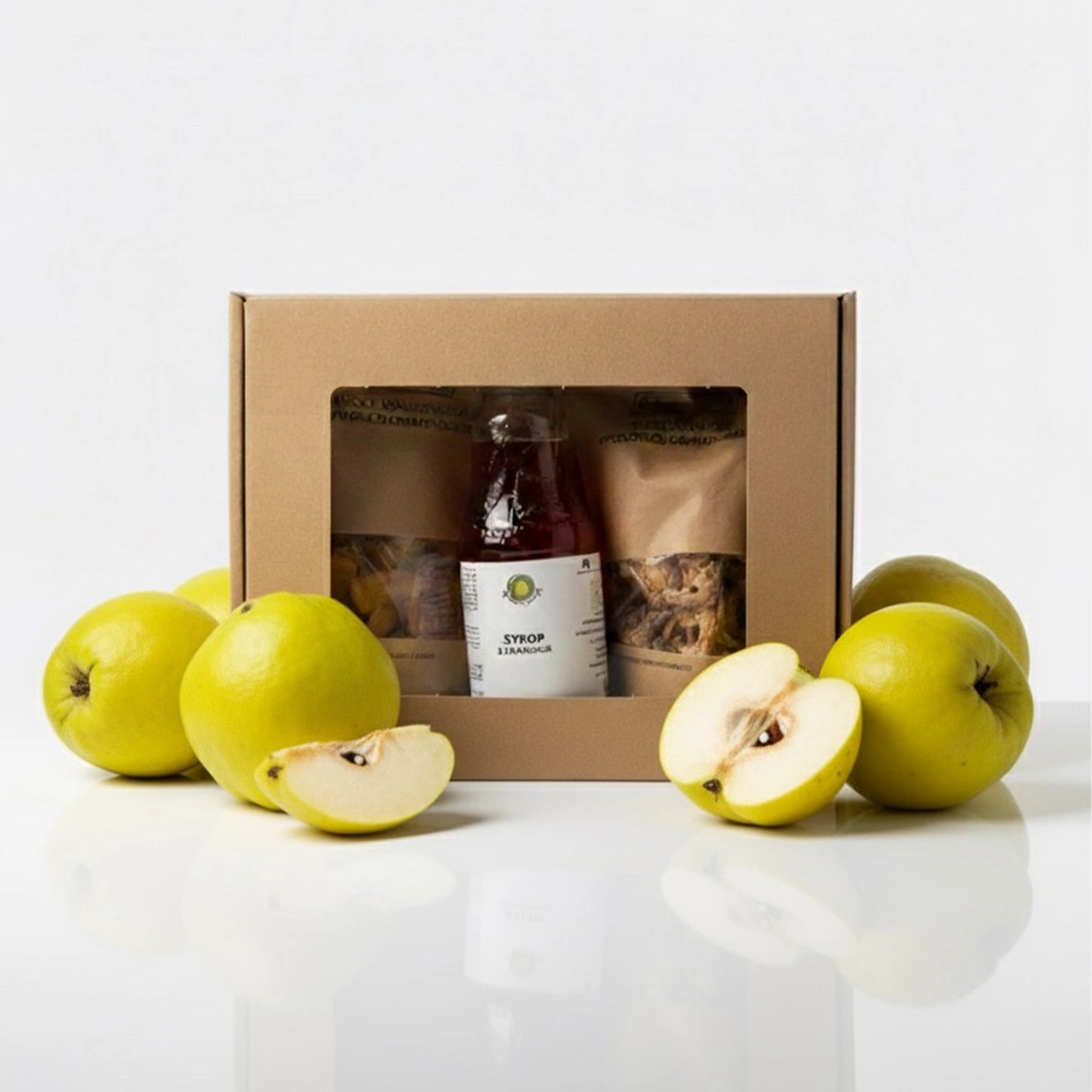 Duży box prezentowy z przetworami z pigwowca